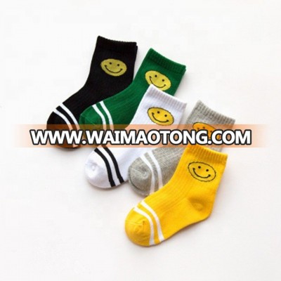 children boys cotton socks smile face custom football socks