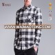 street casual gray white black plaids flannel shirts big black check